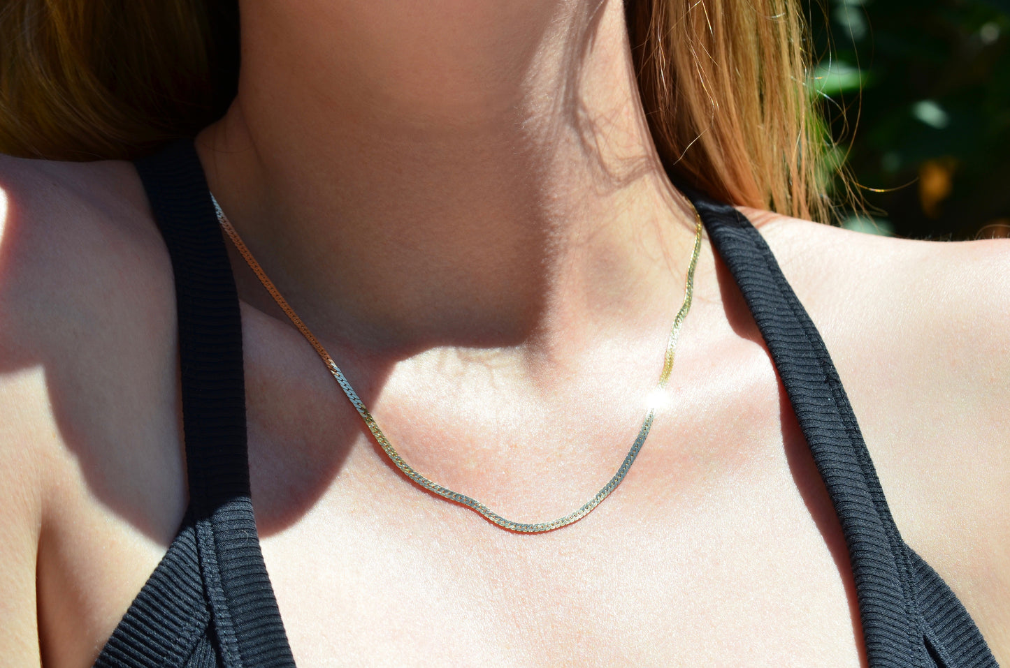 Slim Vintage Herringbone Chain