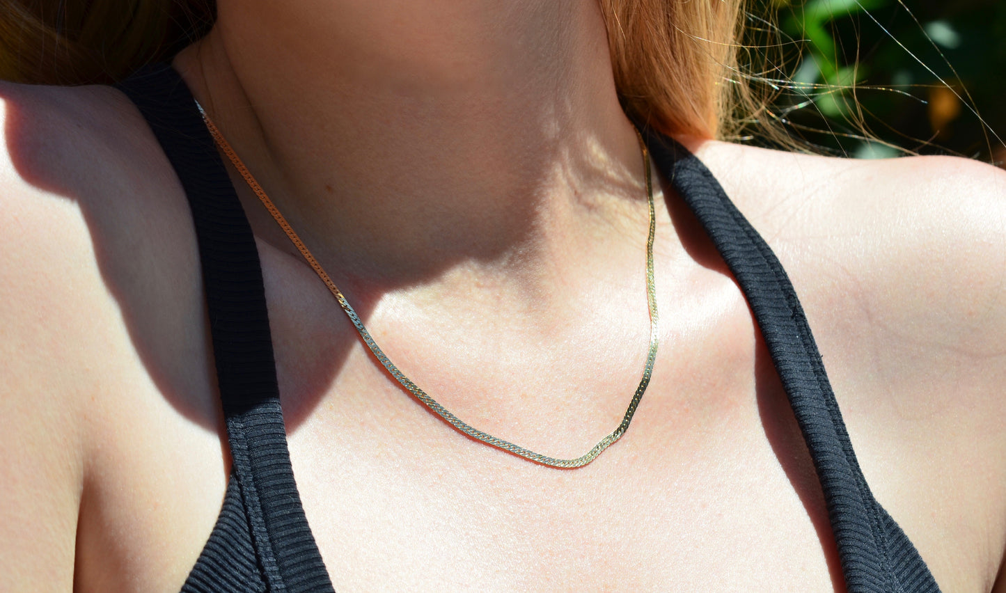 Slim Vintage Herringbone Chain