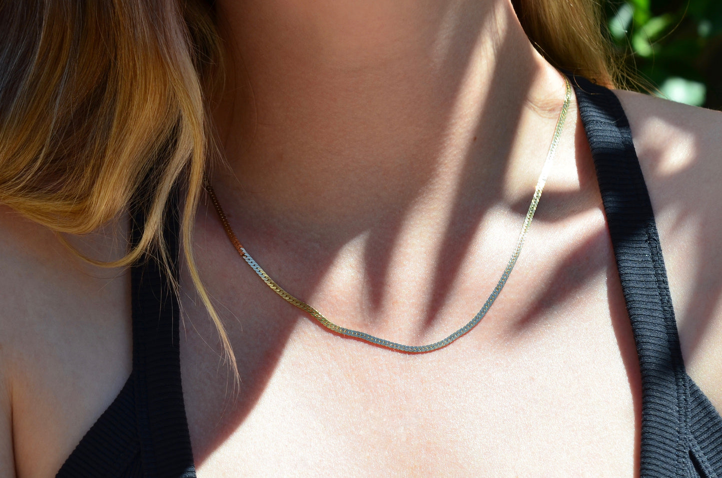 Slim Vintage Herringbone Chain