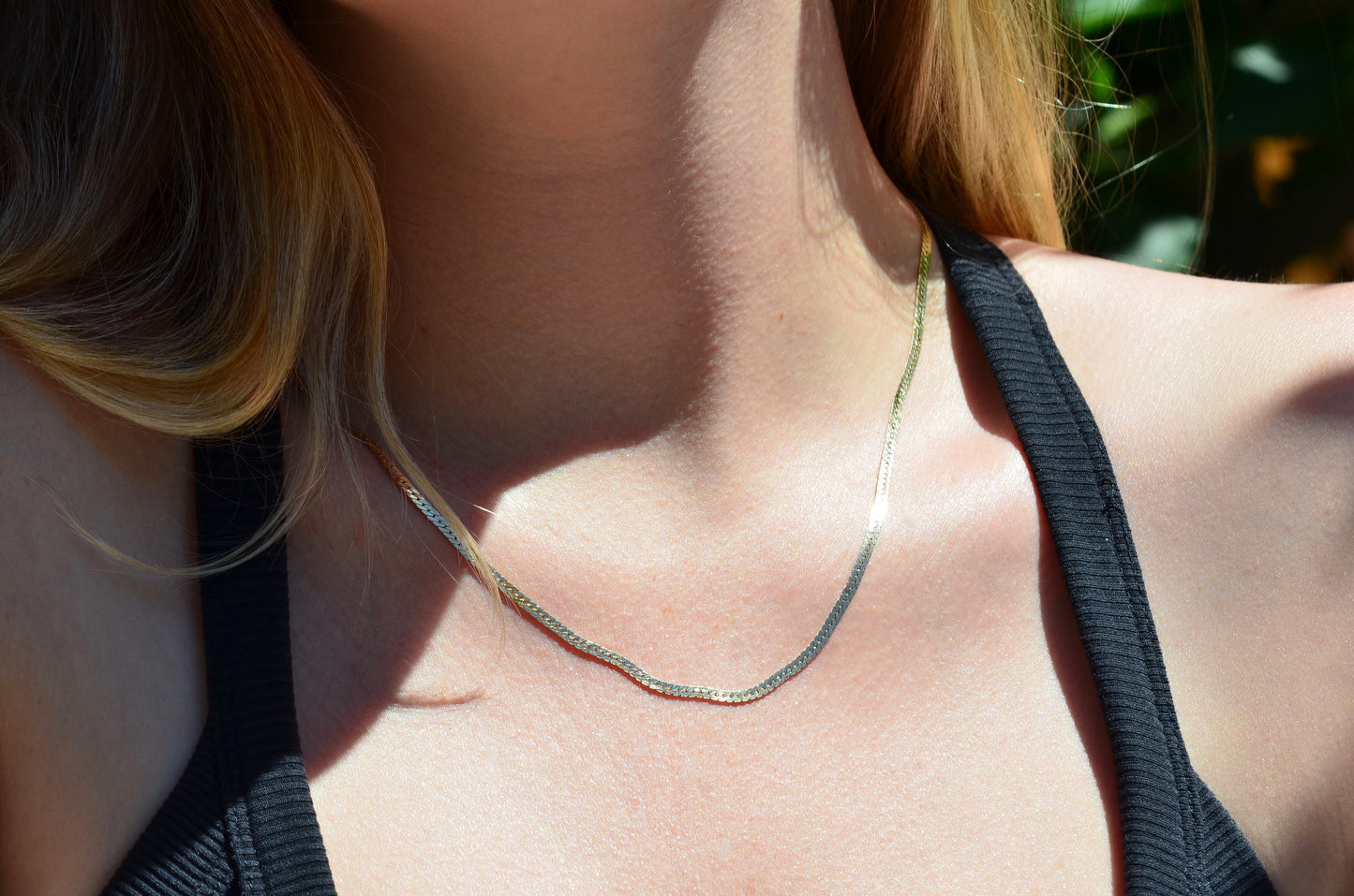 Slim Vintage Herringbone Chain