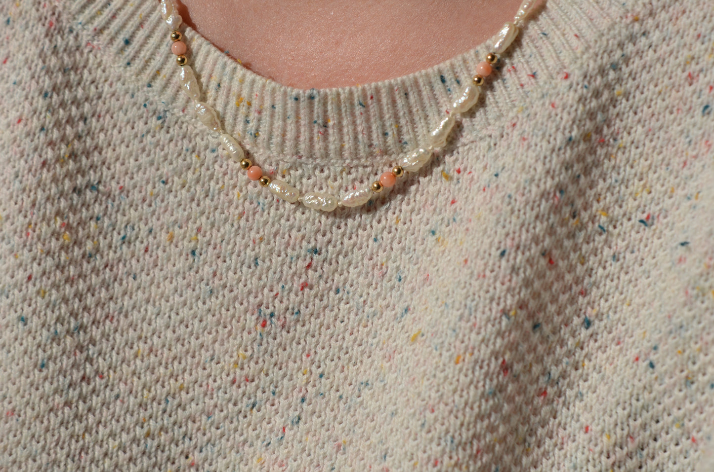 Bright Estate Pearl and Coral Necklace