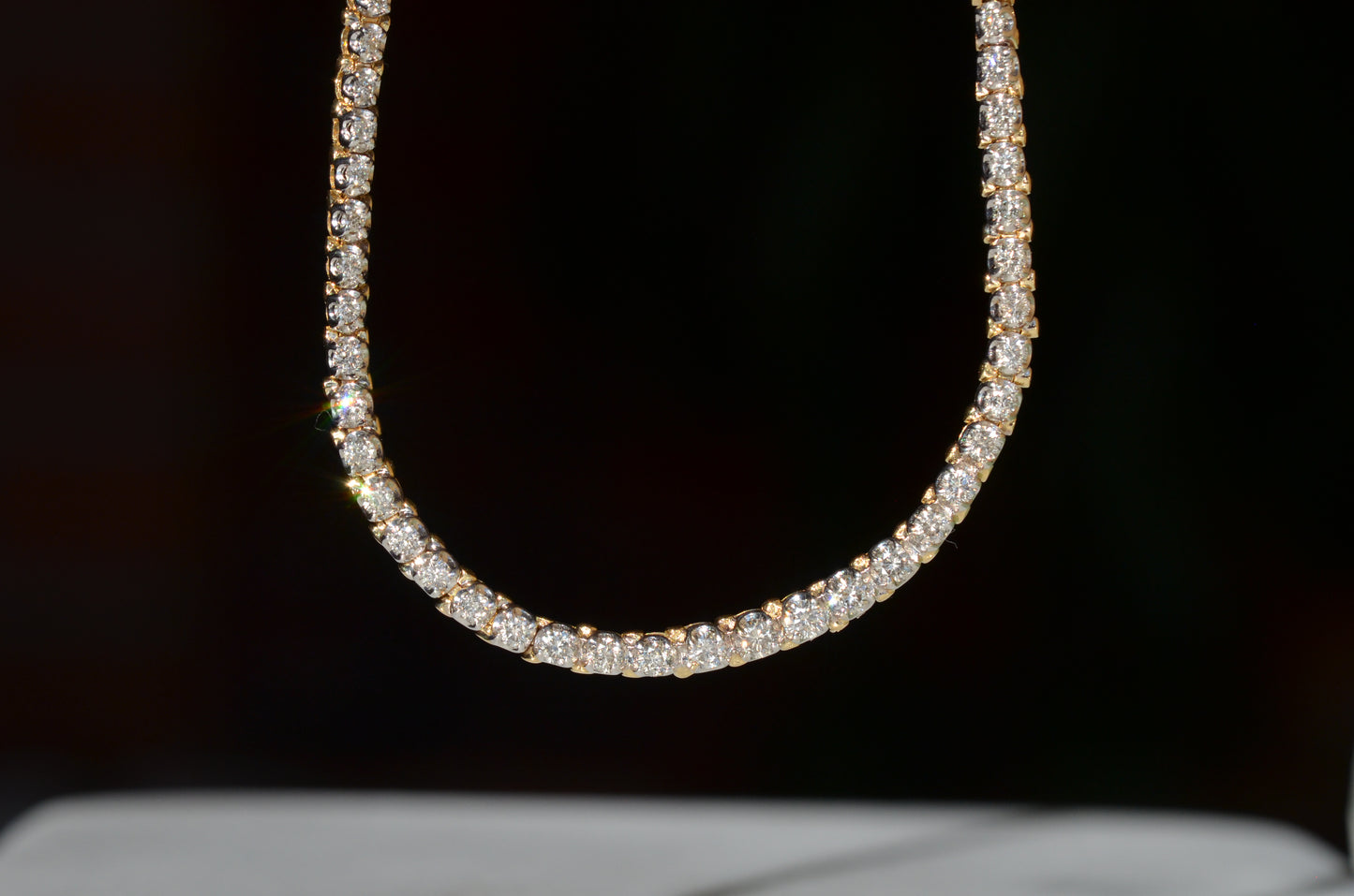 Vintage Two-Tone Diamond Tennis Necklace