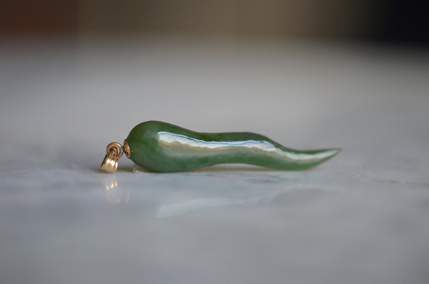 Lush Nephrite Jade Cornicello