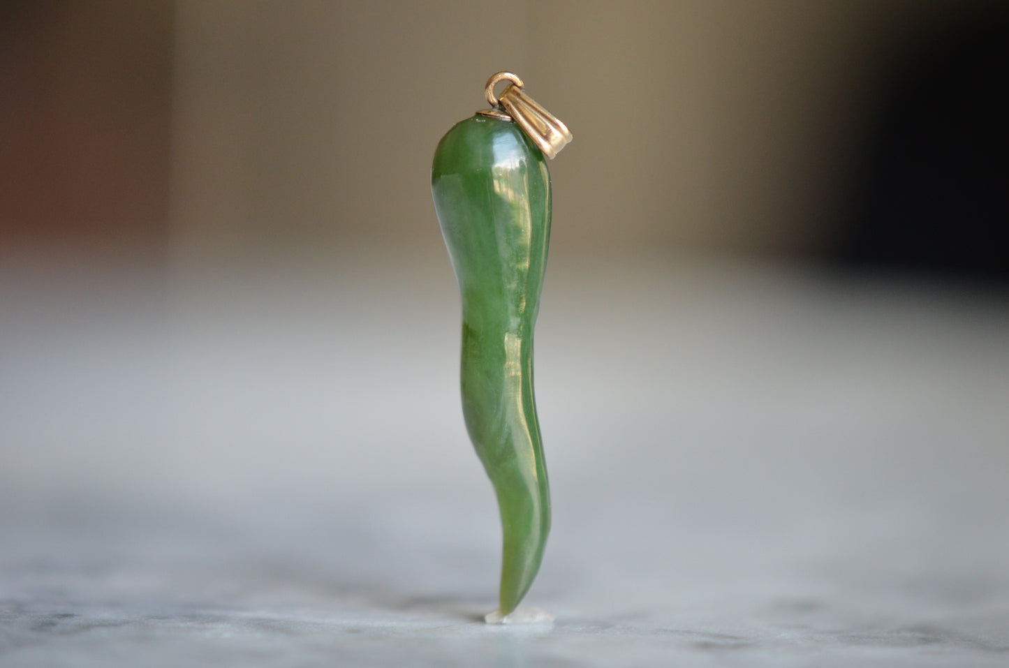 Lush Nephrite Jade Cornicello