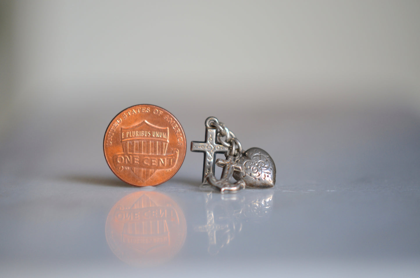 Vintage Silver Faith, Love, & Charity Charm