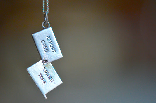 Vintage Sterling Report Card Charm