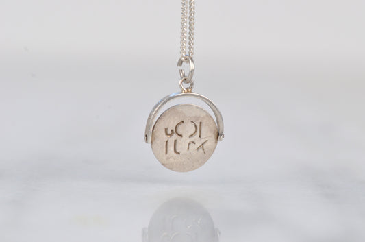 Playful Vintage Silver "Good Luck" Spinner