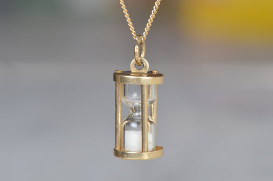 Vintage White Sand Hourglass Charm