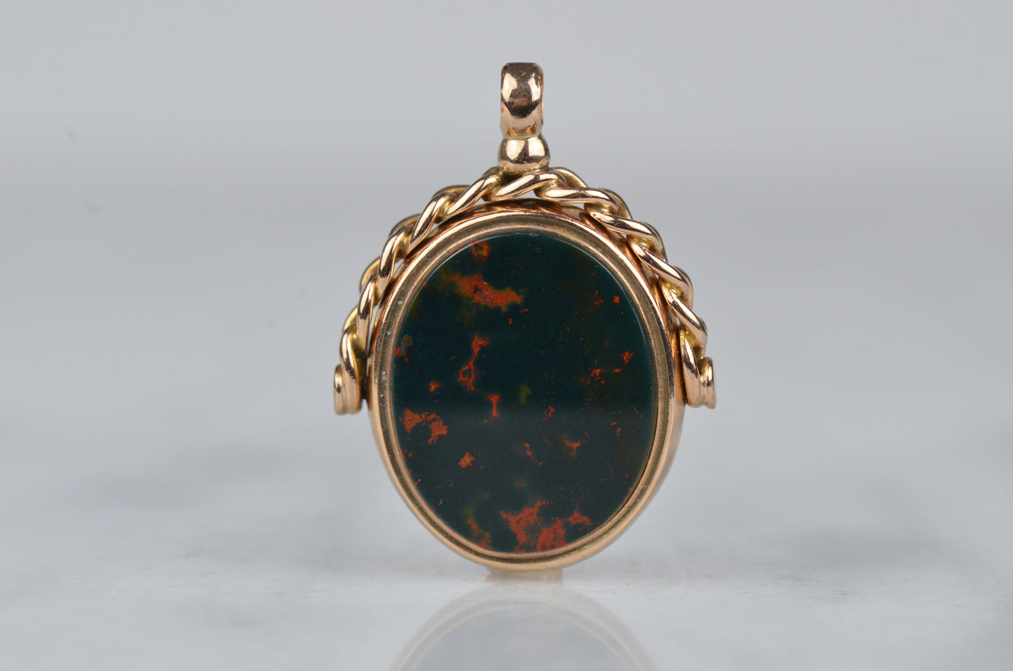 Dreamy and Heavy Carnelian and Bloodstone Spinner Fob