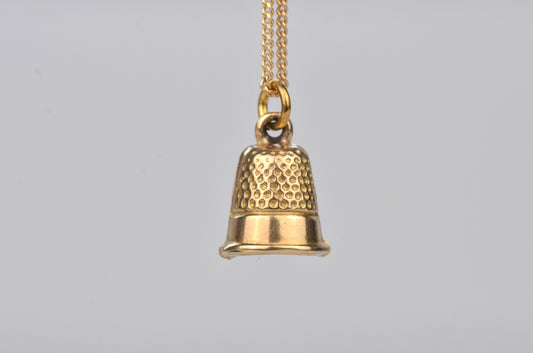Petite Vintage Gold Thimble Charm