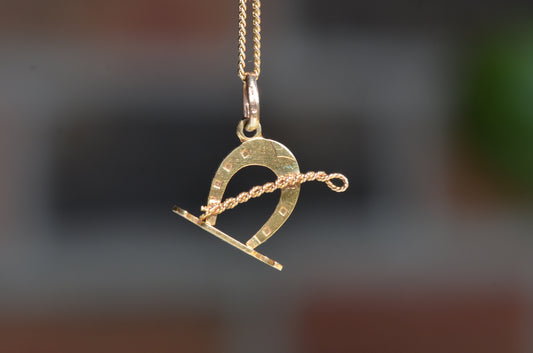 Detailed Vintage Horseshoe and Crop Charm