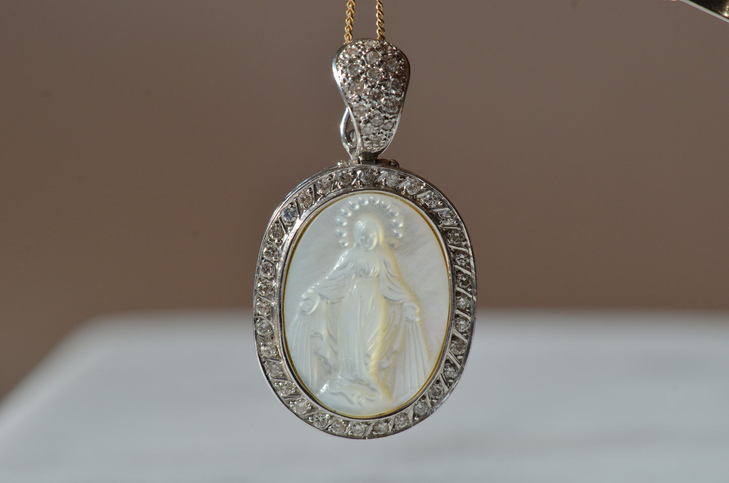 Mesmerizing Vintage Mother-of-Pearl Madonna Pendant