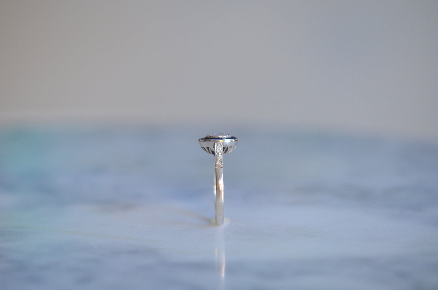 Stunning Art Deco Style Sapphire and Diamond Target Ring