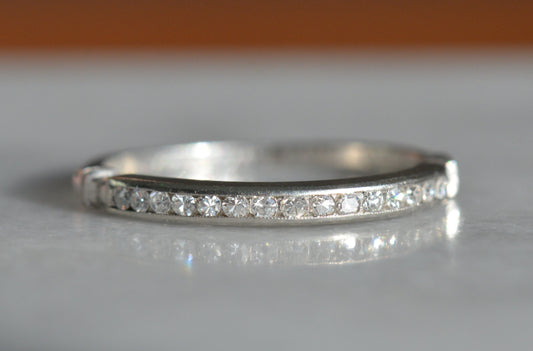 Delicate Retro Diamond Wedding Band June 15 1938