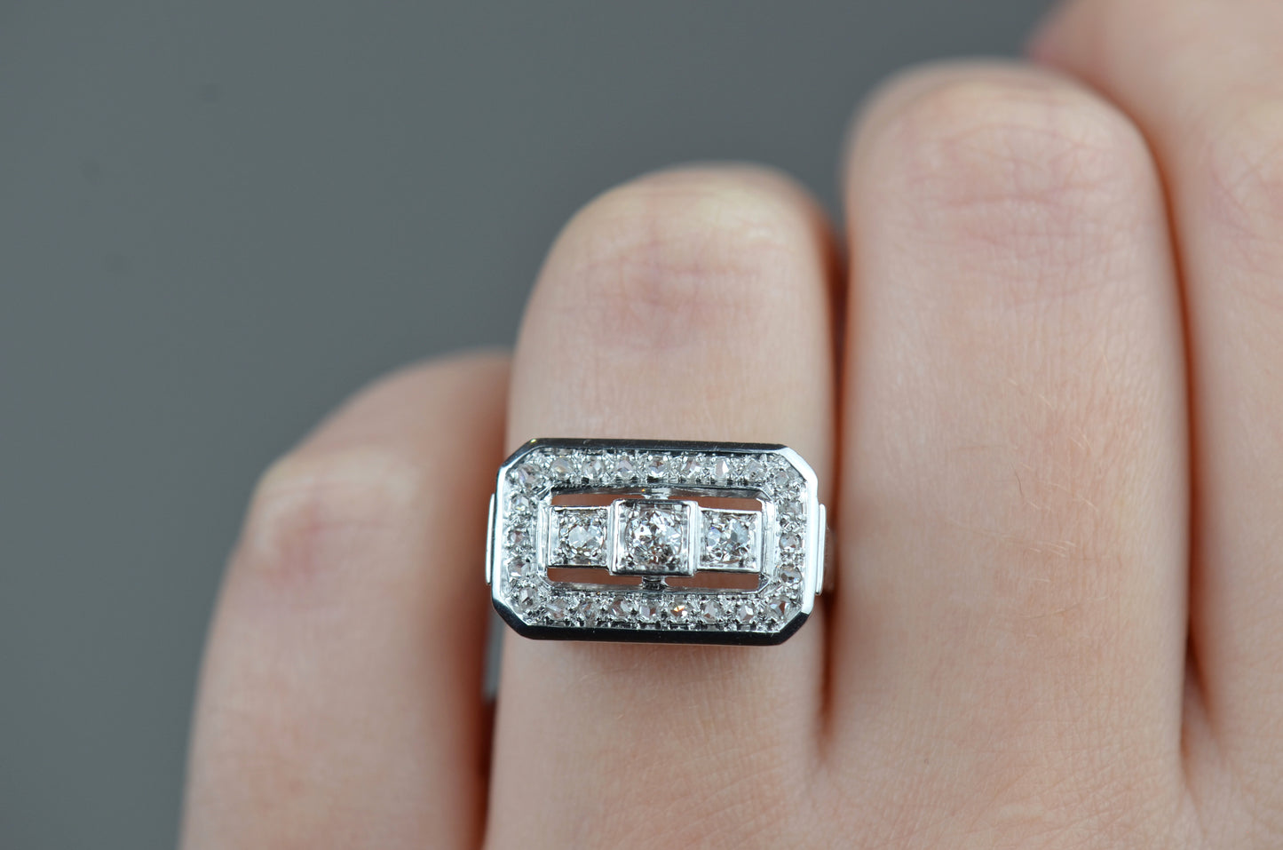 Scintillating Diamond Plaque Ring