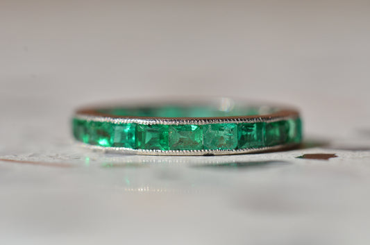 Verdant Vintage Emerald Eternity Ring