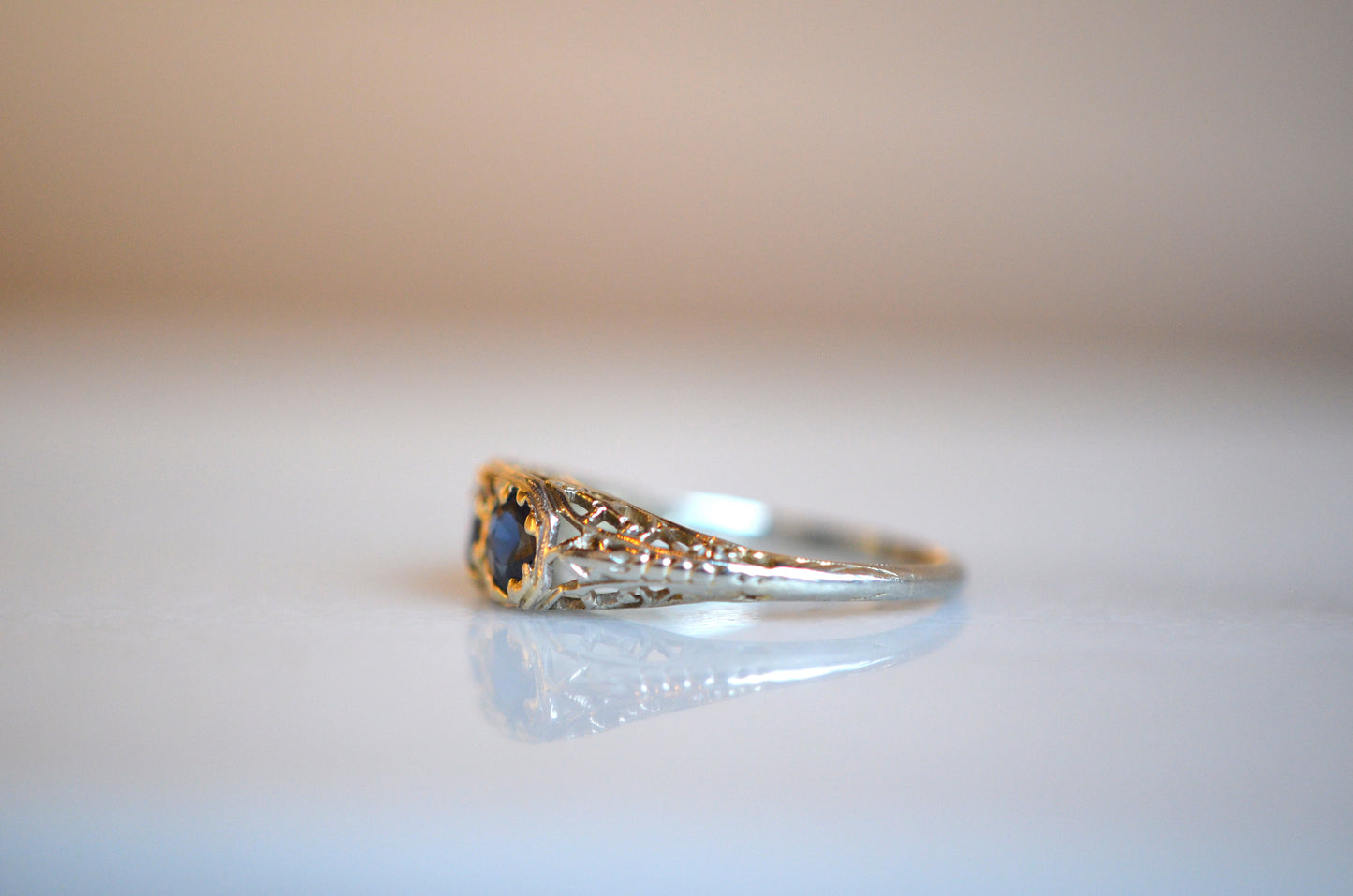 Romantic Art Deco Sapphire Toi et Moi Ring