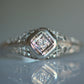 Dainty Signed Art Deco Engagement Ring