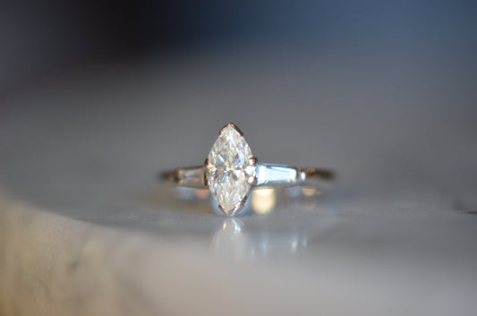 Mid Century Modern Marquise Engagement Ring