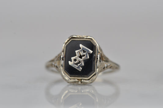 Charming Deco Cameo & Date Flip Ring 1931