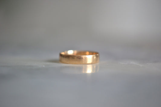 Classic Wide Yellow Gold Wedding Band Antique Patina