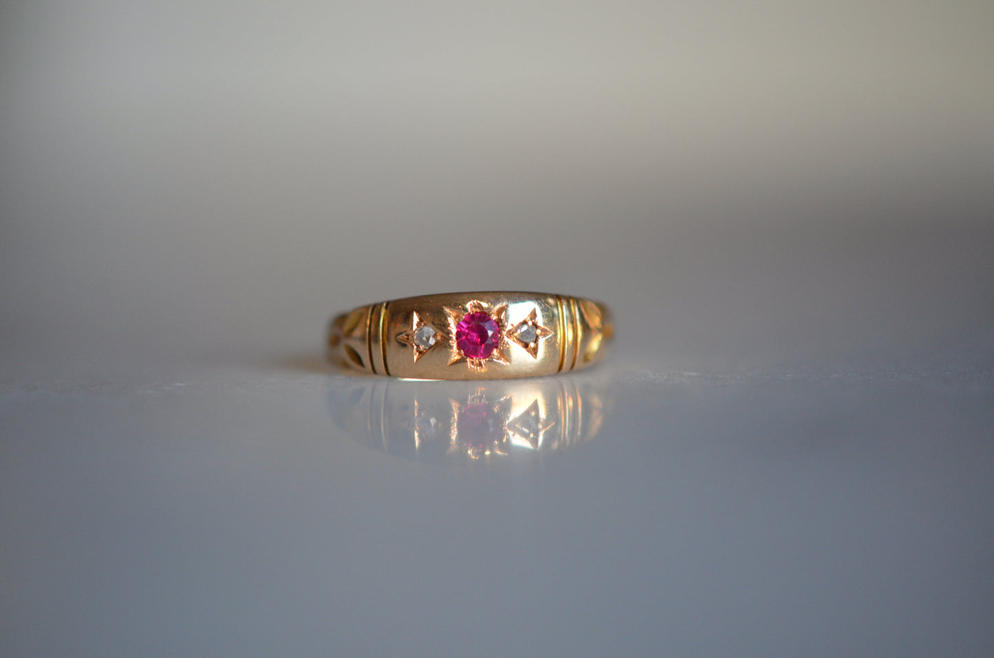 Striking Victorian Ruby Trilogy Ring