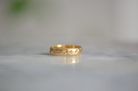 Vintage Engraved Eternity Band Yellow Gold