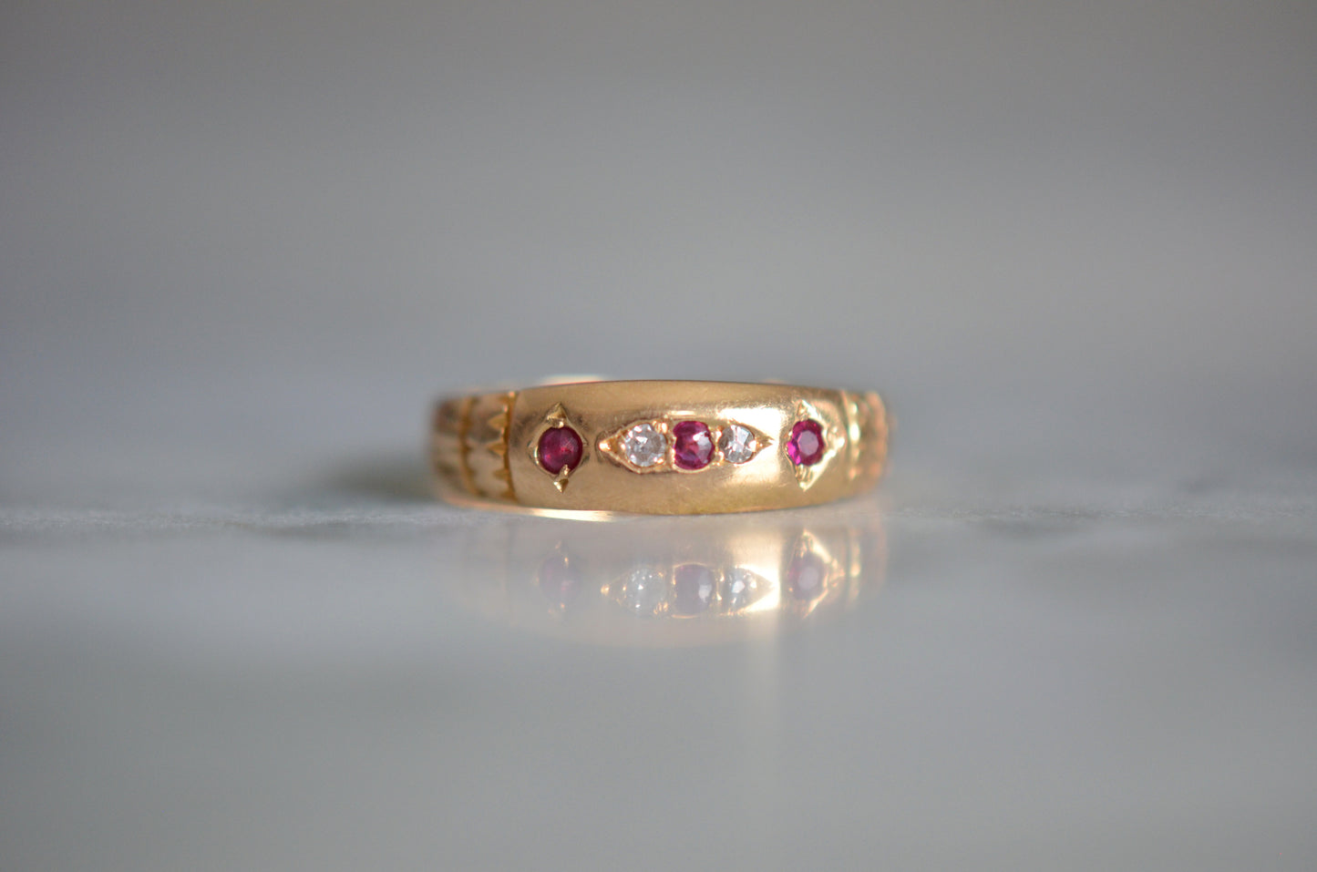 Gorgeous Victorian Ruby and Diamond Band