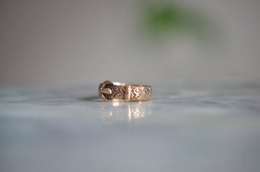 Floral Engraved Vintage Buckle Ring 1936