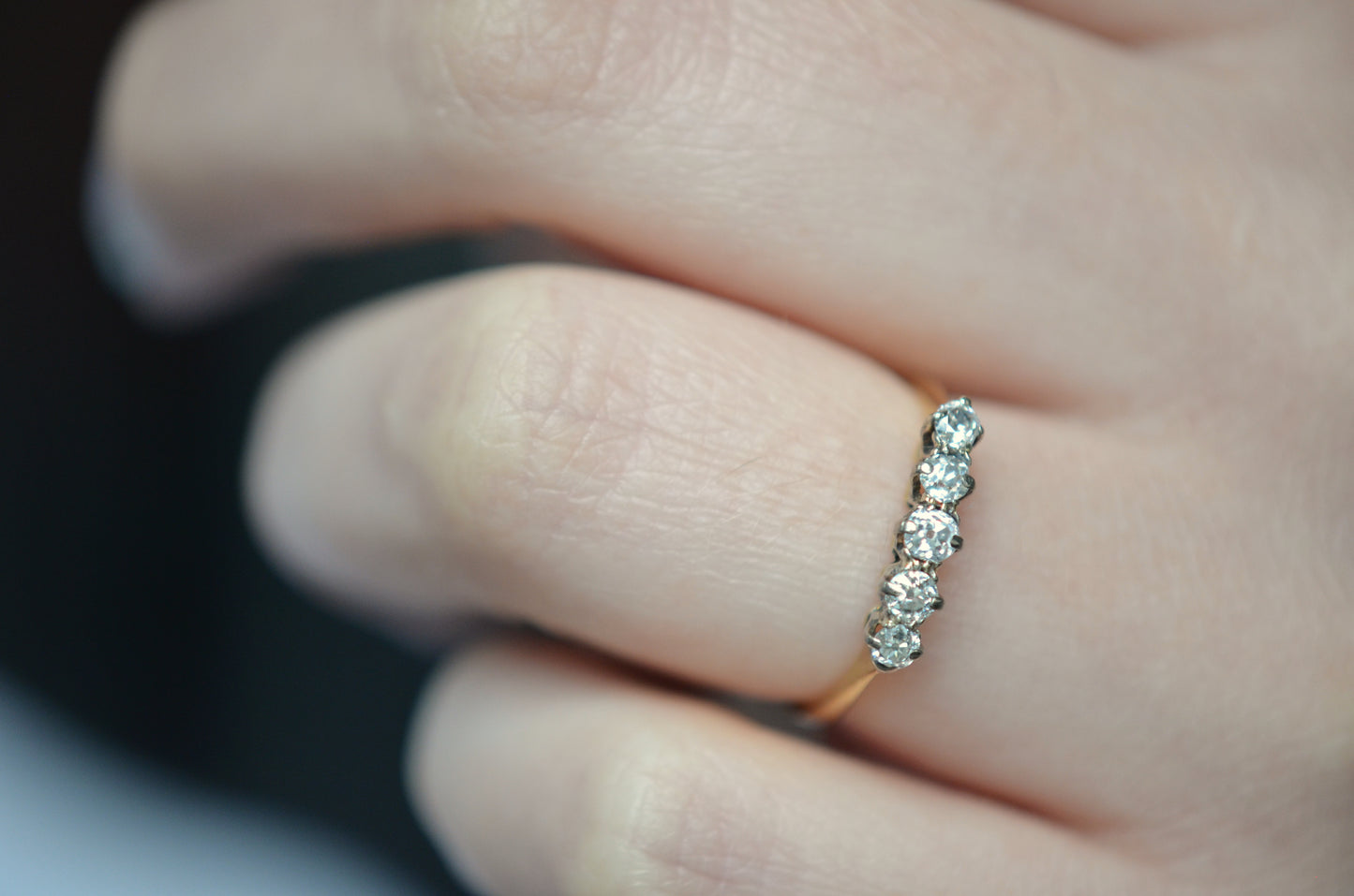 Slim and Sweet Art Deco Five Diamond Ring