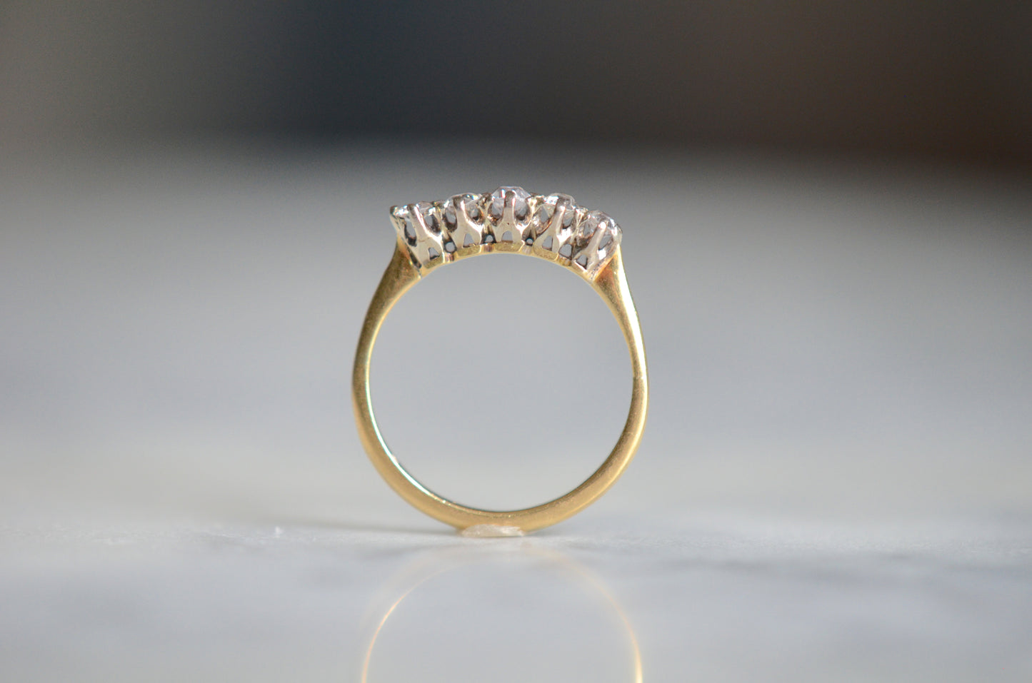 Slim and Sweet Art Deco Five Diamond Ring