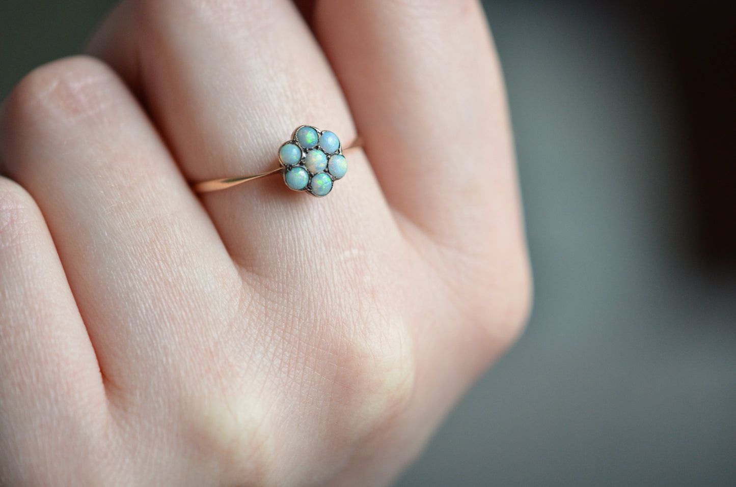 Soft and Delicate Victorian Opal Daisy Ring