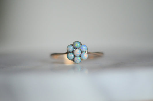 Soft and Delicate Victorian Opal Daisy Ring