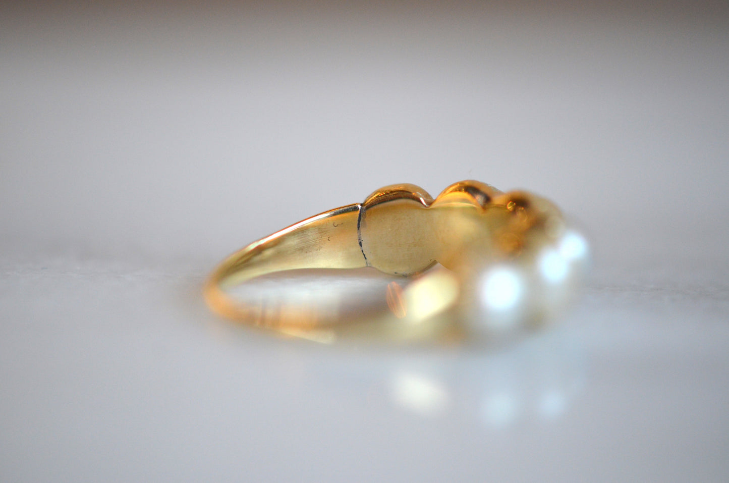 Graceful Georgian-Style Pearl Half Hoop Ring