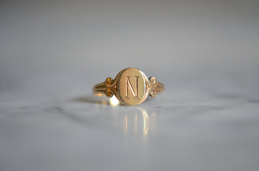 Teeny Turn of the Century N Signet Ring