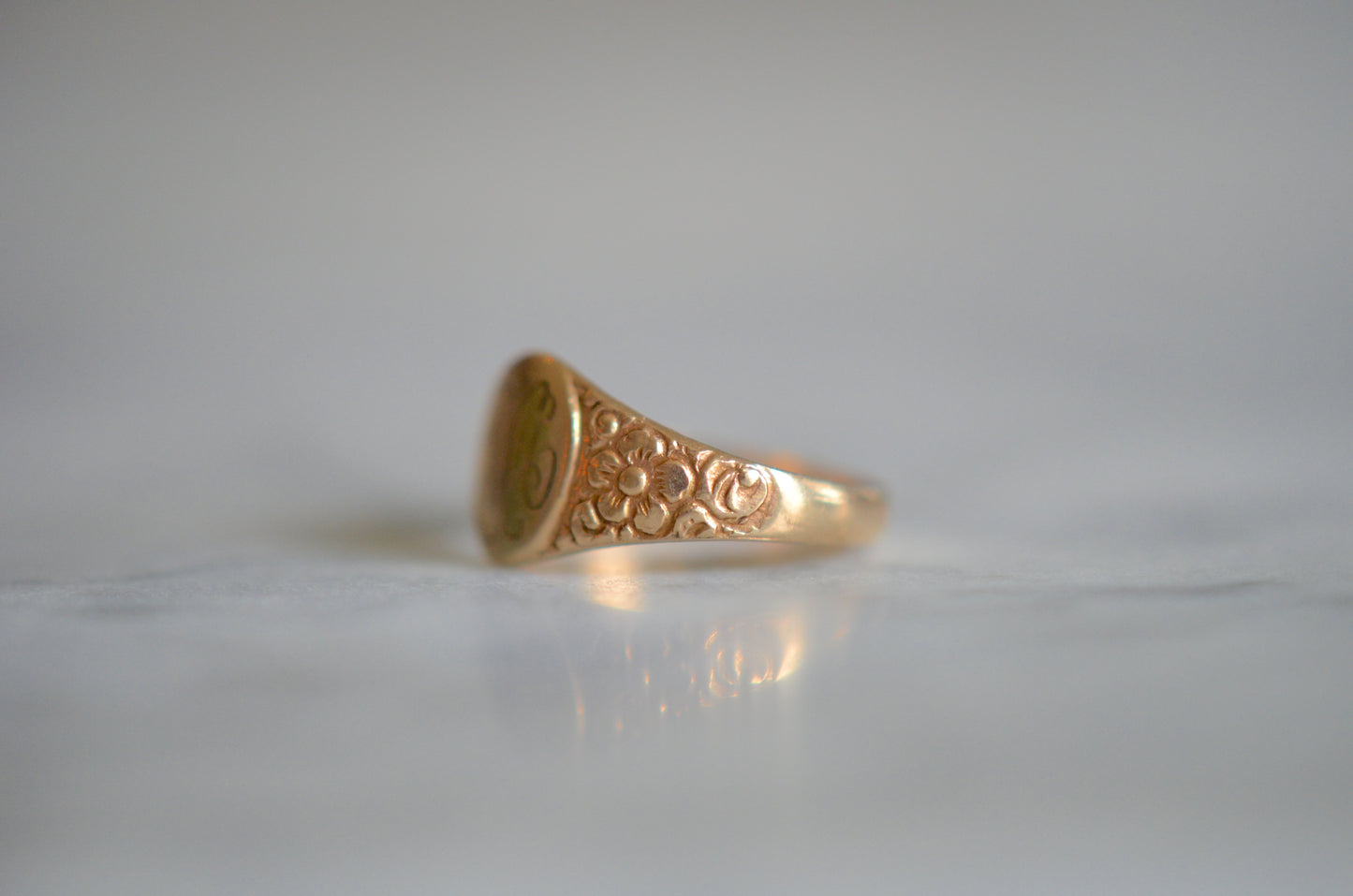Delicate Victorian Forget-Me-Not Signet Ring