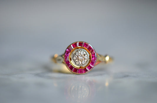 Art Deco Ruby Target Ring