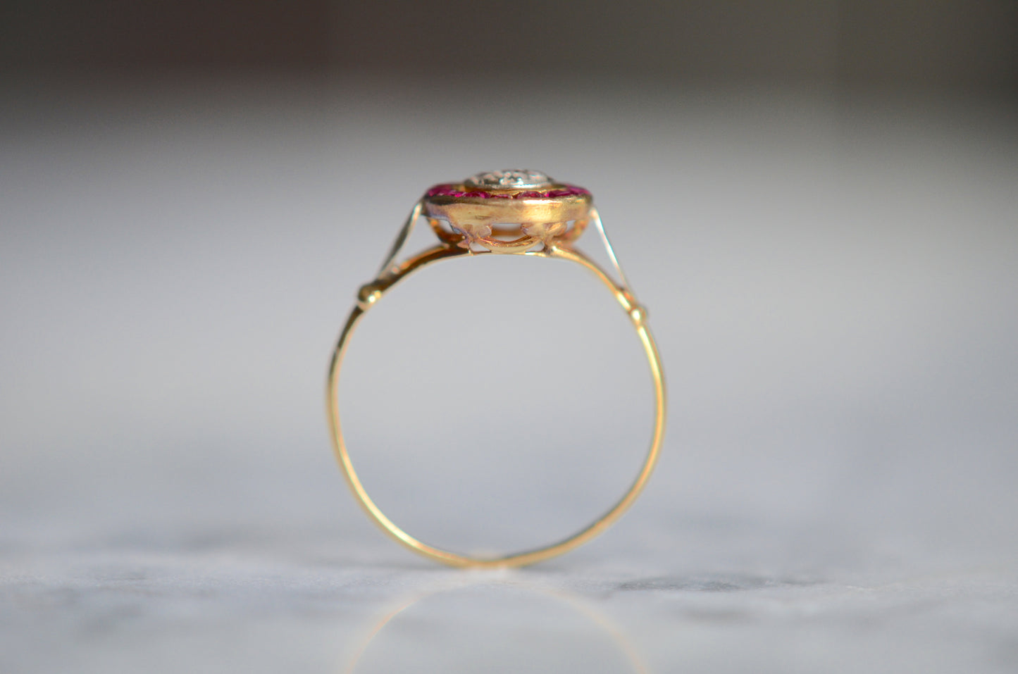 Art Deco Ruby Target Ring