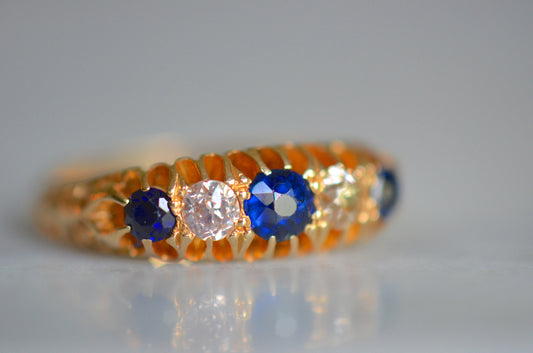 Outstanding Sapphire and Diamond Five Stone Ring
