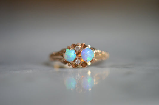 Fiery Opal Twin Ring