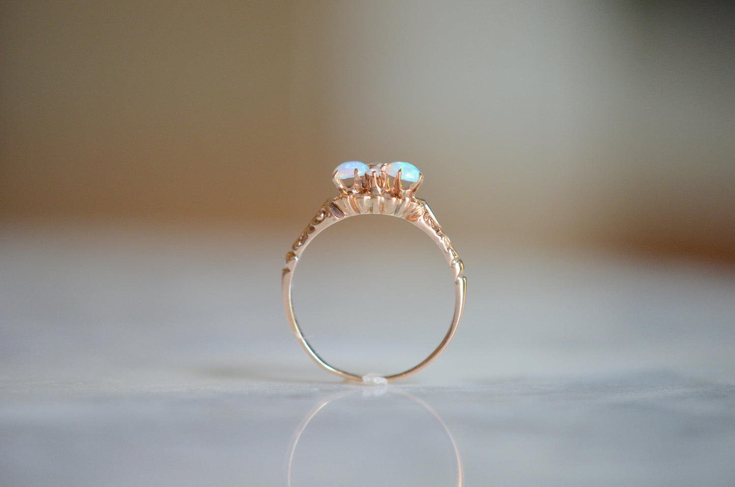 Fiery Opal Twin Ring