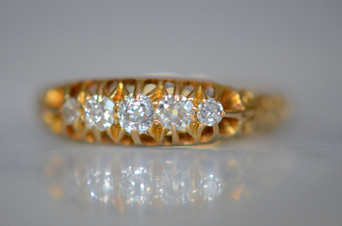 Sublime Victorian Five Diamond Ring