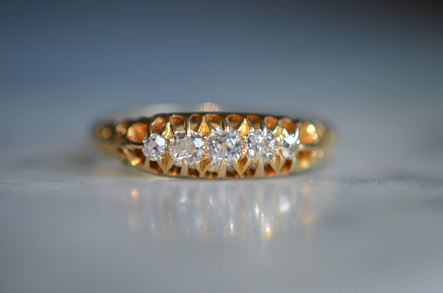 Sublime Victorian Five Diamond Ring