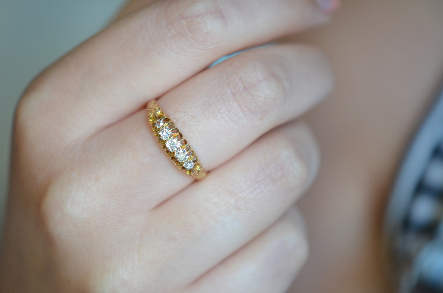 Sublime Victorian Five Diamond Ring