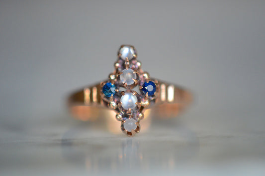 Victorian Moonstone and Sapphire Ring