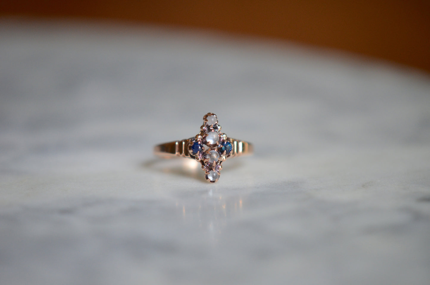 Victorian Moonstone and Sapphire Ring