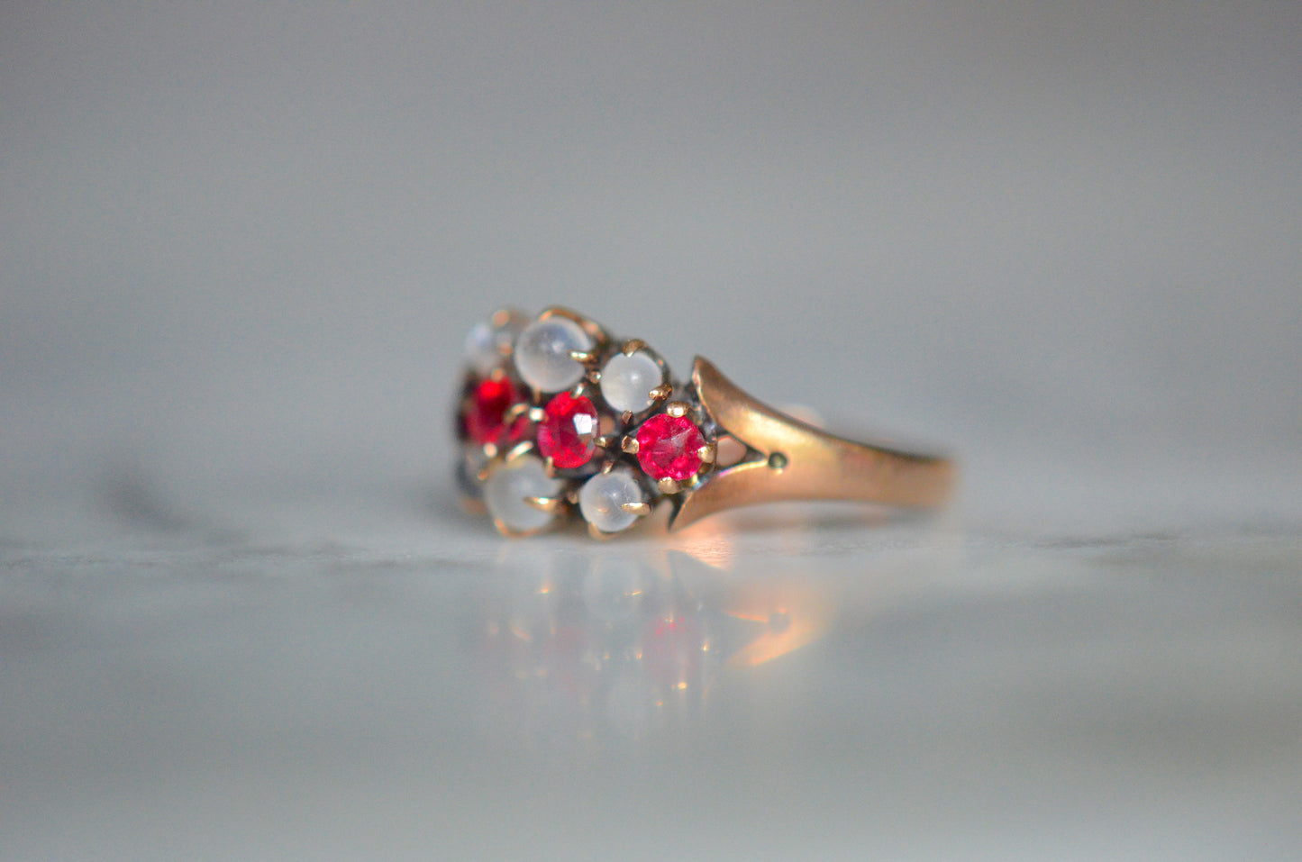 Enchanting Ruby and Moonstone Ring