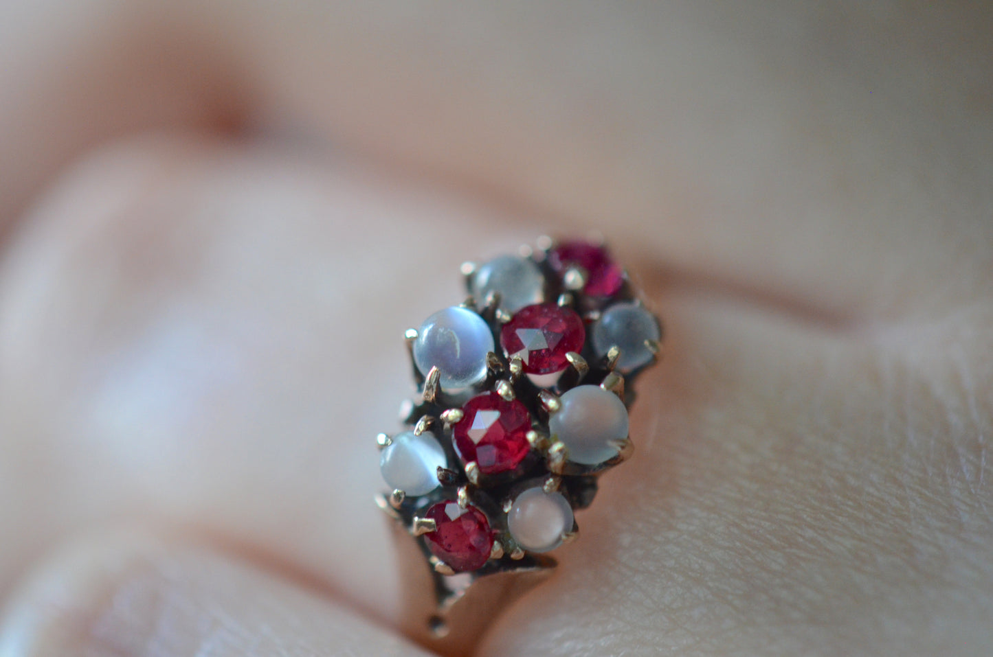 Enchanting Ruby and Moonstone Ring