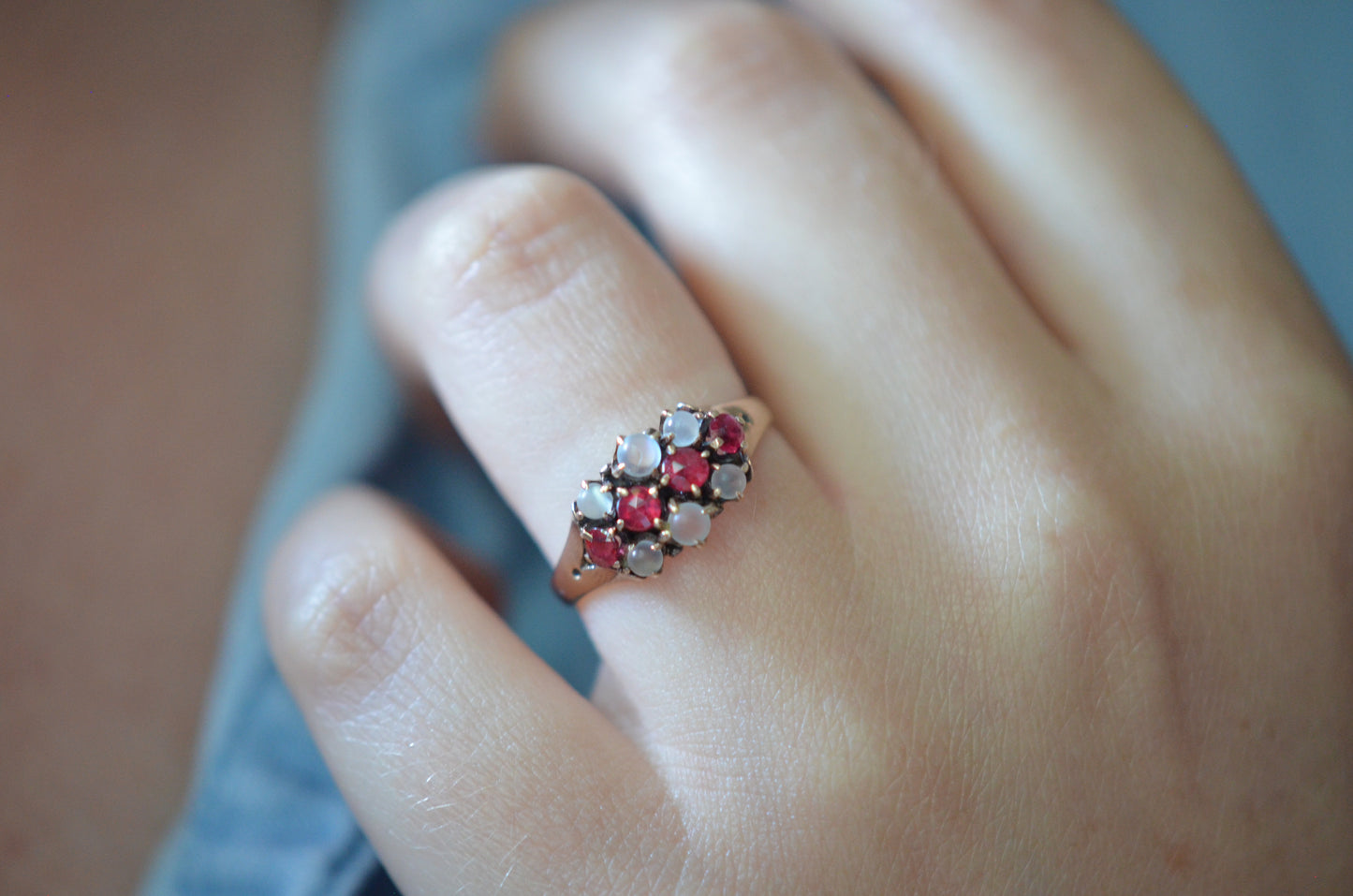 Enchanting Ruby and Moonstone Ring