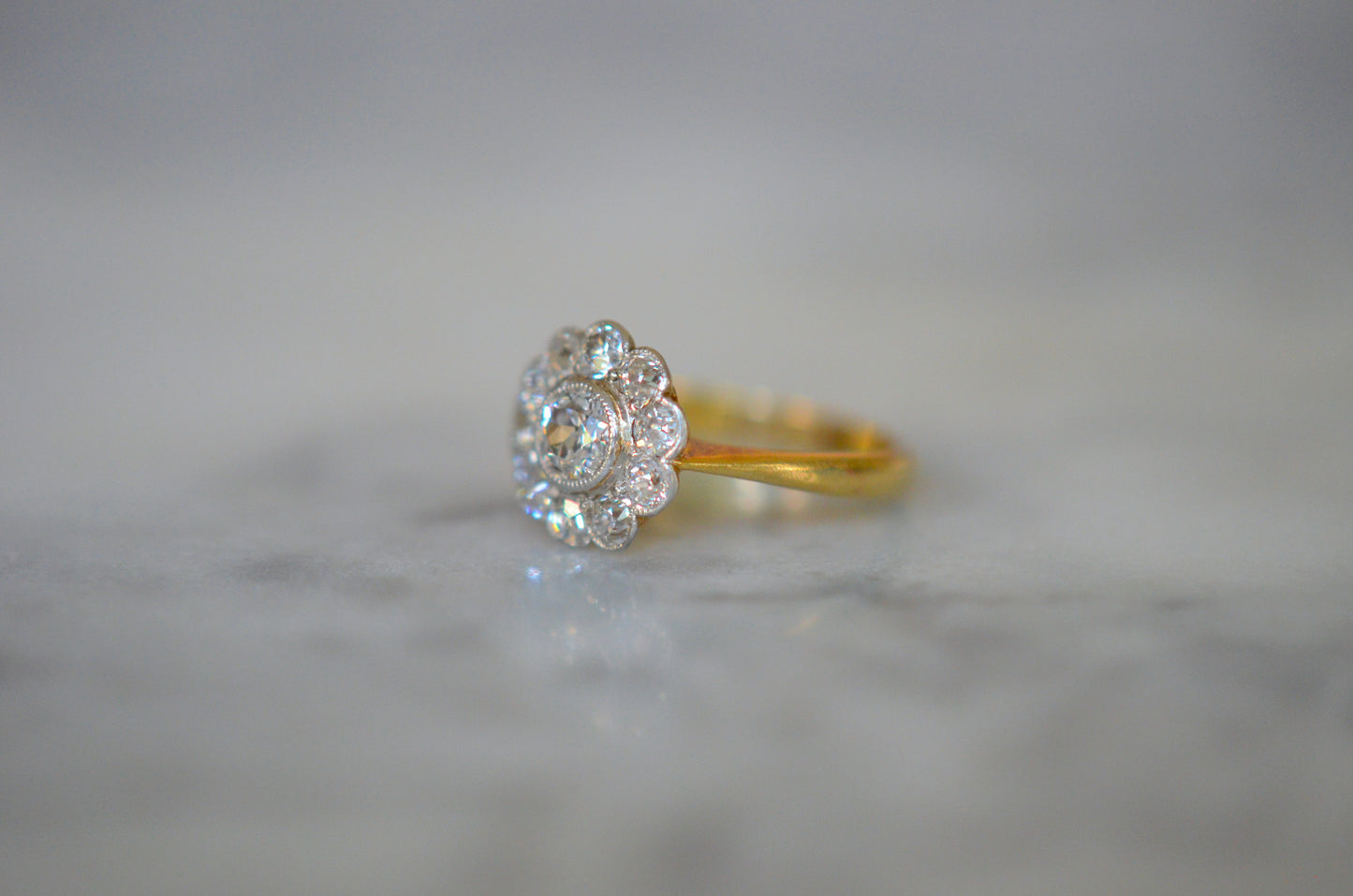 Tiniest Edwardian Daisy Cluster Ring